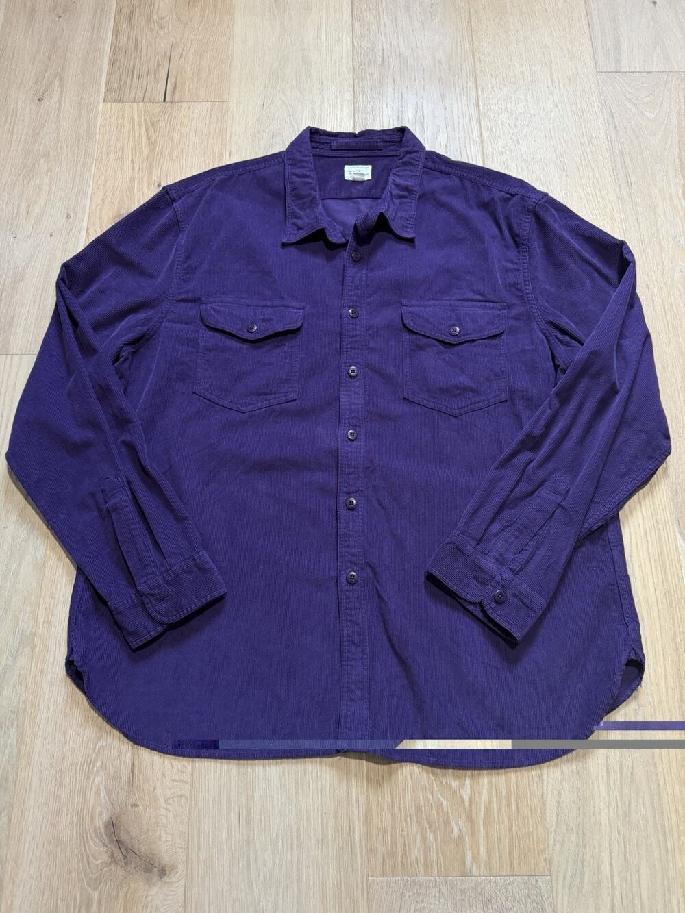 Vintage J Crew Shirt Mens XXL Purple Corduroy Button Down Work Utility 90s Y2K